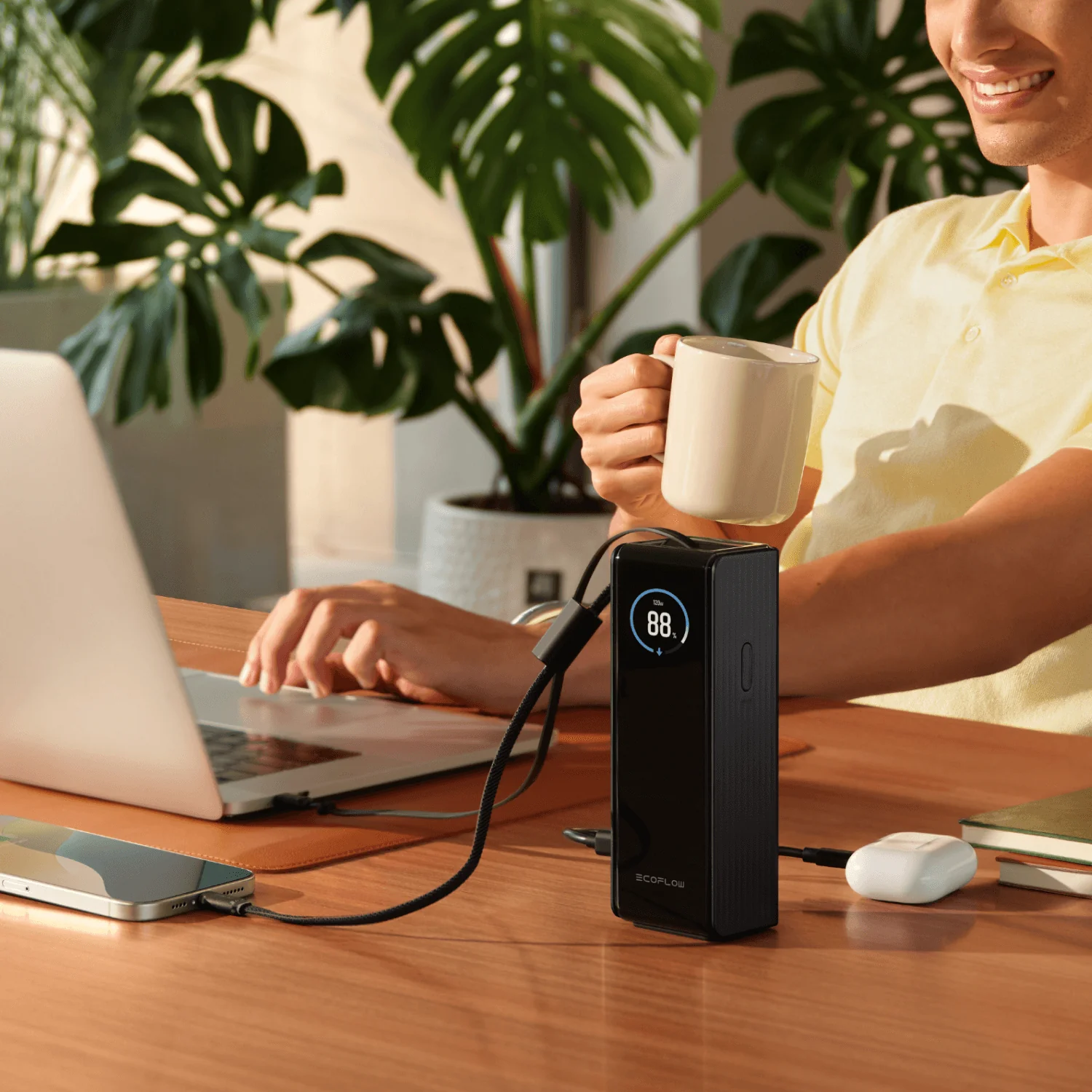 EcoFlow RAPID 25000mAh Power Bank in Verde, cavi retrattili - Image 4
