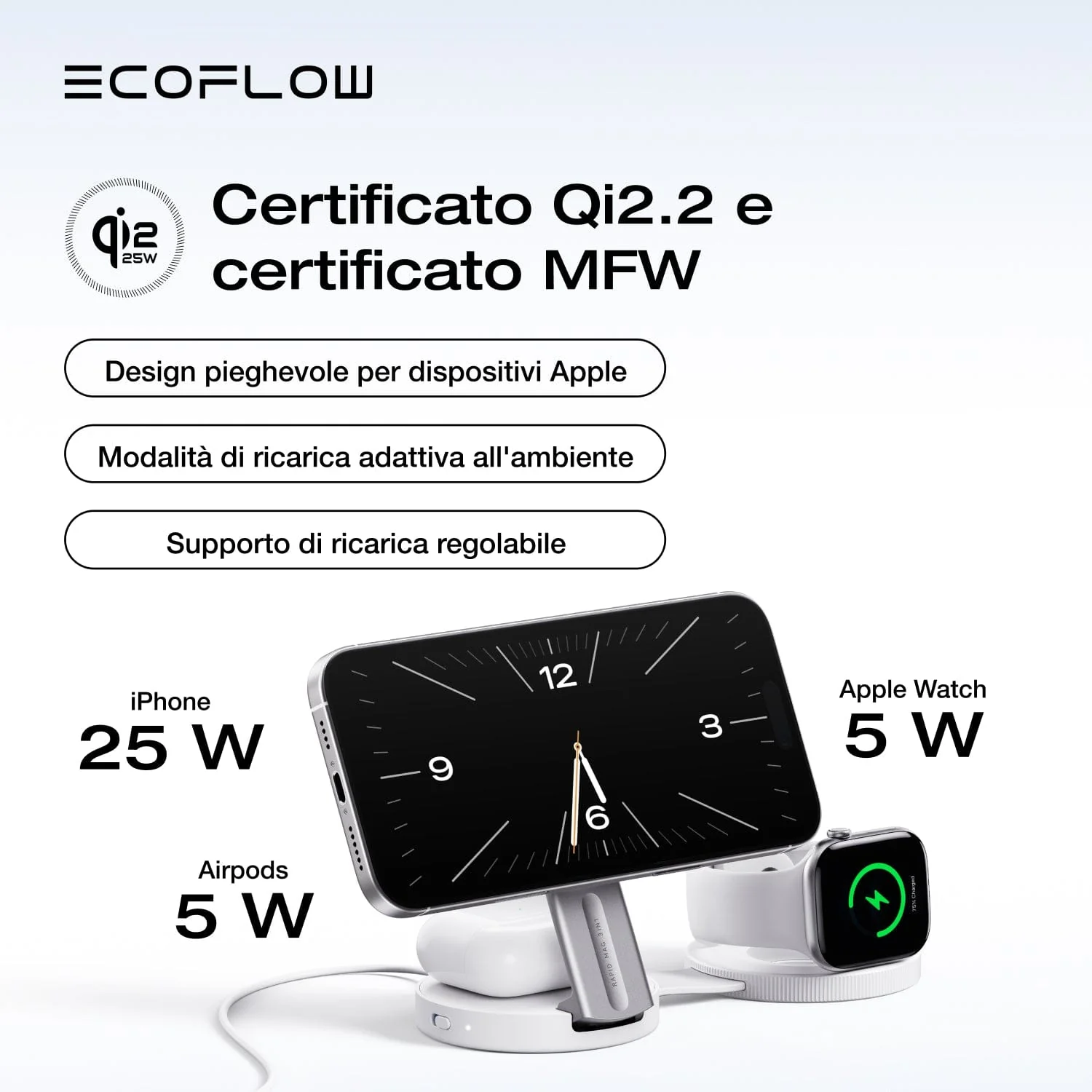 Stazione di ricarica wireless EcoFlow RAPID Mag Qi2.2 (pieghevole 3 in 1) - Image 5